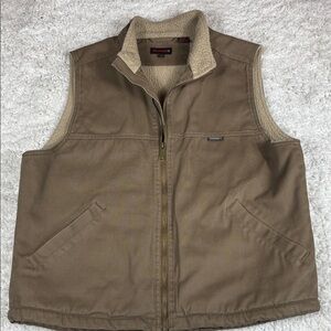Wolverine Sherpa Lined Canvas Work Vest Men’s Large Tan Full Zip Cotton